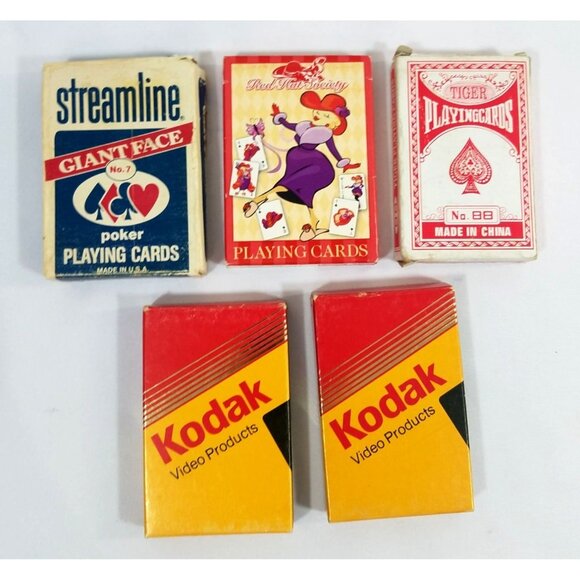 Playing Cards Lot of 5 Streamline Giant Face Tiger Red Hat Society Kodak Vintage - Picture 1 of 15
